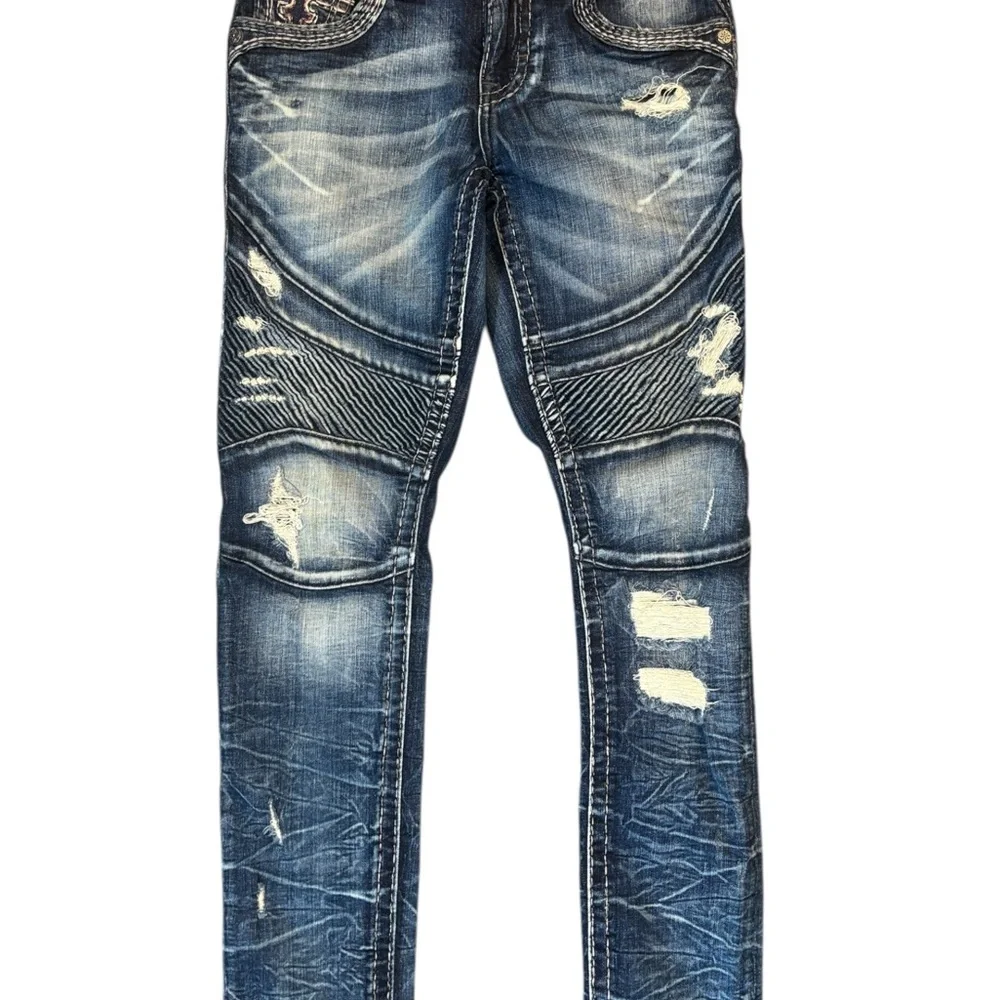 Rock Revival Chase Biker Dark Blue Relaxed Men's Jeans collectors edition - Picture 12 of 13